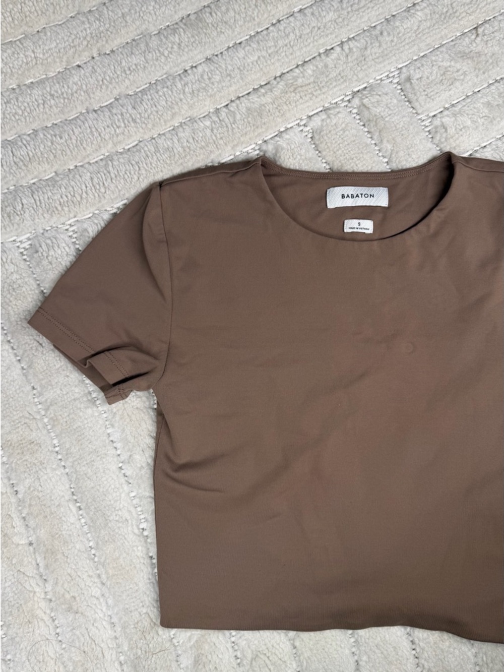 Babaton Small Brown Crewneck Short Sleeve Top